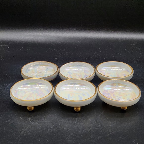 Royal Bavaria Set of 6 2" Salt Cellers Iridescent Pearlescent Gold Trim Ceramic - Picture 2 of 8